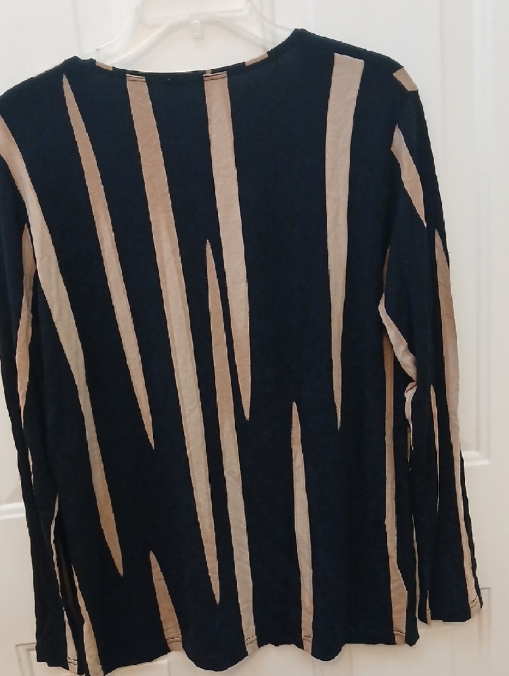 AB+ Navy Striped Long Sleeve Top with Red Rose Appliqué - Picture 3 of 3